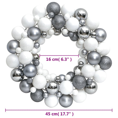 Berkfield Christmas Wreath White and Grey 45 cm Polystyrene