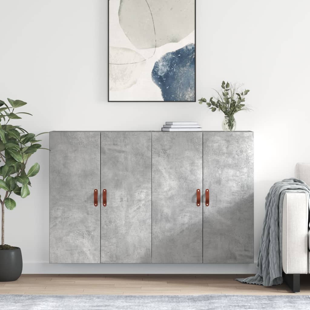 Berkfield Wall Mounted Cabinets 2 pcs Concrete Grey 69.5x34x90 cm