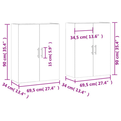 Berkfield Wall Mounted Cabinets 2 pcs Smoked Oak 69.5x34x90 cm