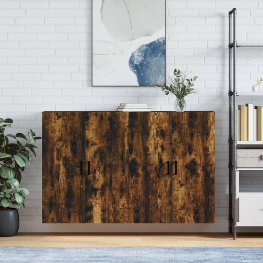 Berkfield Wall Mounted Cabinets 2 pcs Smoked Oak 69.5x34x90 cm