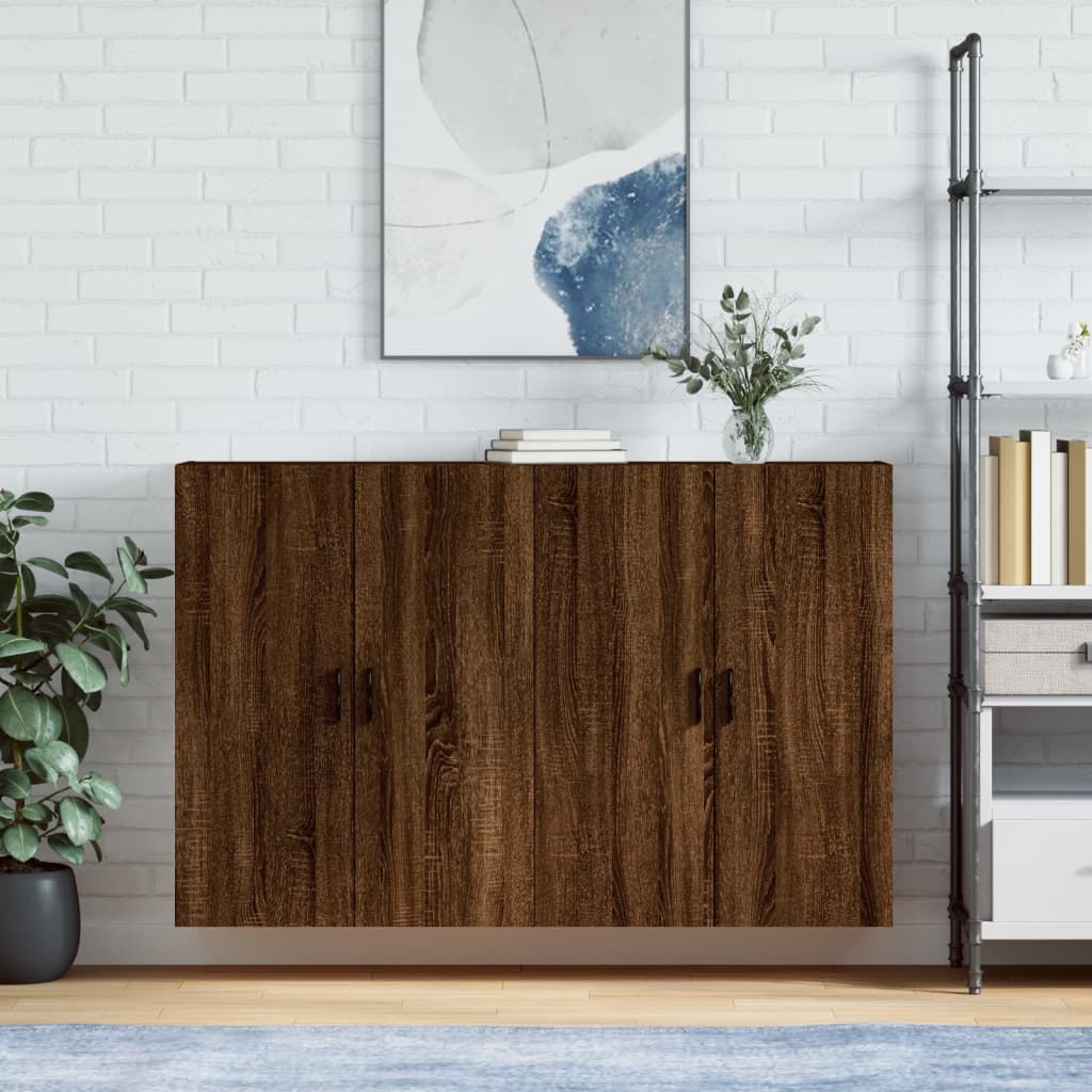 Berkfield Wall Mounted Cabinets 2 pcs Brown Oak 69.5x34x90 cm
