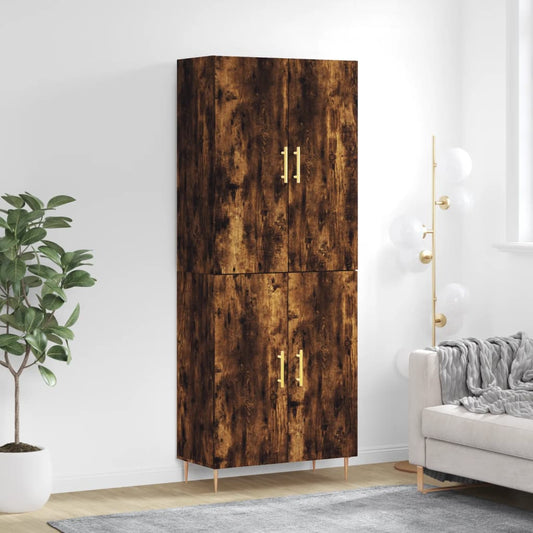 Berkfield Highboard Smoked Oak 69.5x34x180 cm Engineered Wood