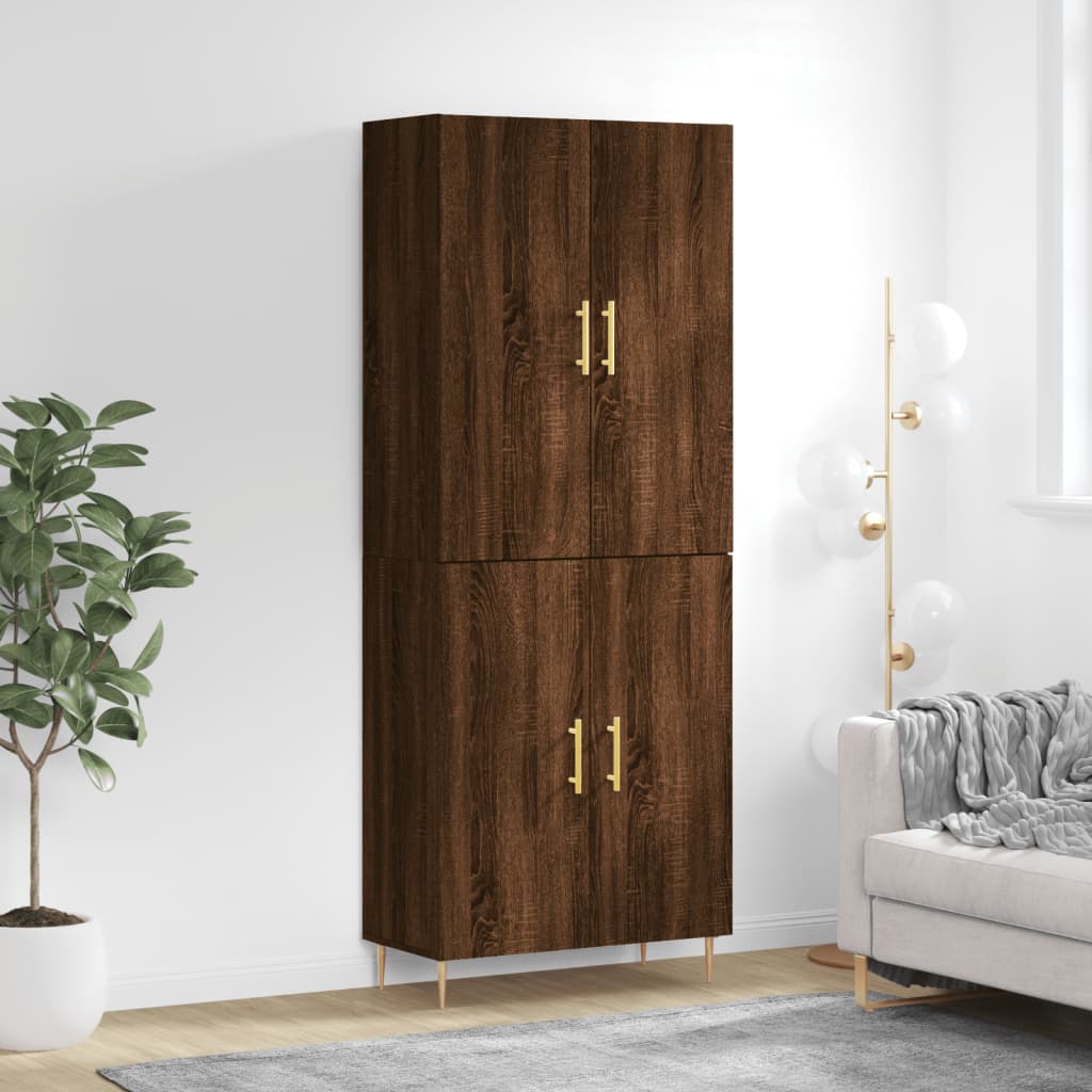 Berkfield Highboard Brown Oak 69.5x34x180 cm Engineered Wood