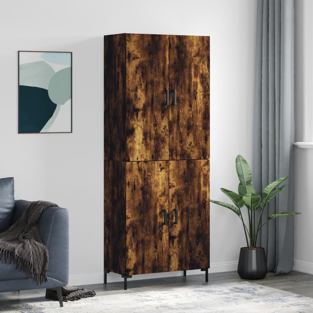 Berkfield Highboard Smoked Oak 69.5x34x180 cm Engineered Wood