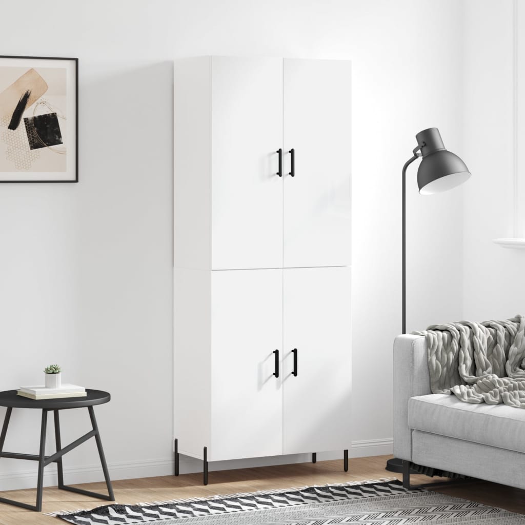 Berkfield Highboard High Gloss White 69.5x34x180 cm Engineered Wood