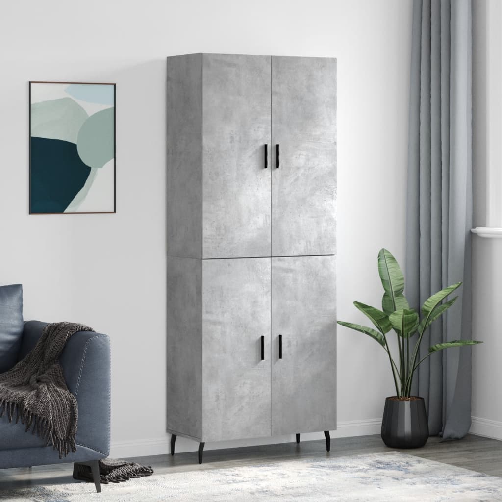Berkfield Highboard Concrete Grey 69.5x34x180 cm Engineered Wood