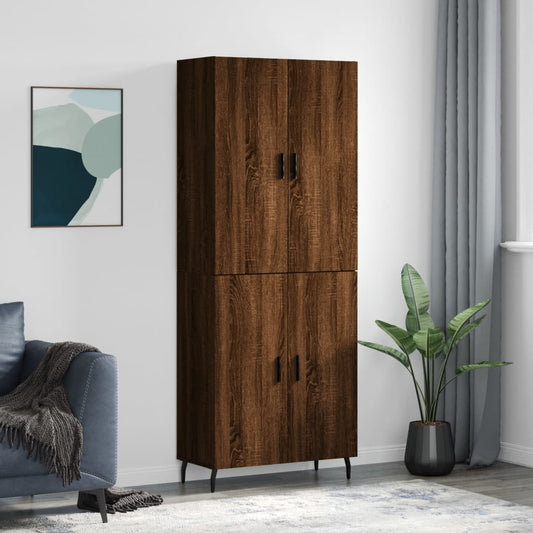 Berkfield Highboard Brown Oak 69.5x34x180 cm Engineered Wood