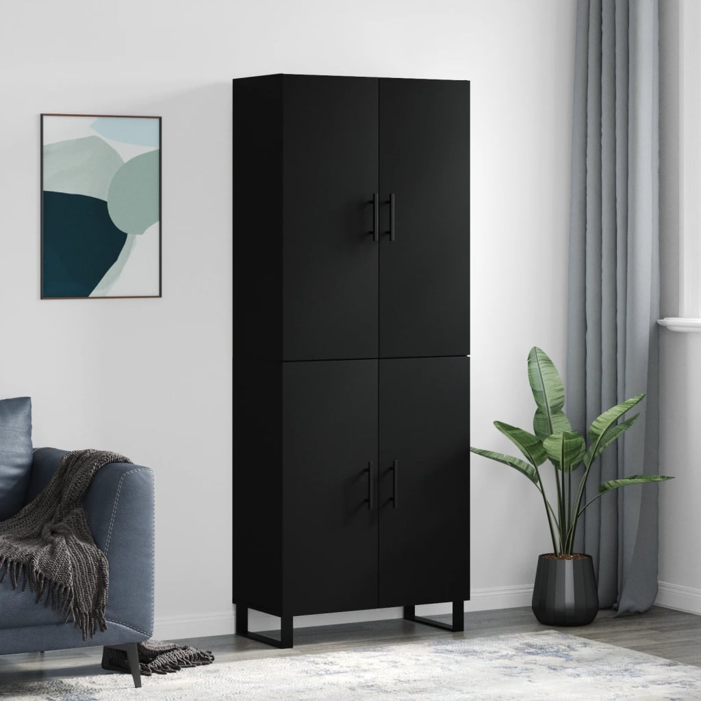 Berkfield Highboard Black 69.5x34x180 cm Engineered Wood