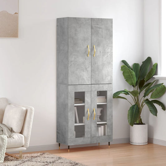 Berkfield Highboard Concrete Grey 69.5x34x180 cm Engineered Wood