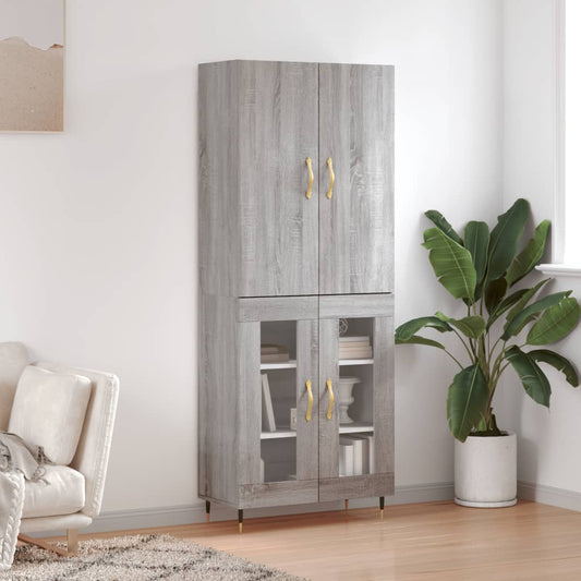 Berkfield Highboard Grey Sonoma 69.5x34x180 cm Engineered Wood