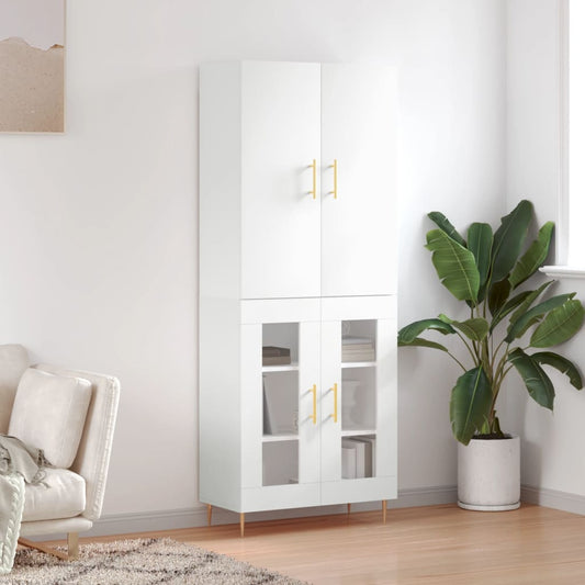 Berkfield Highboard High Gloss White 69.5x34x180 cm Engineered Wood
