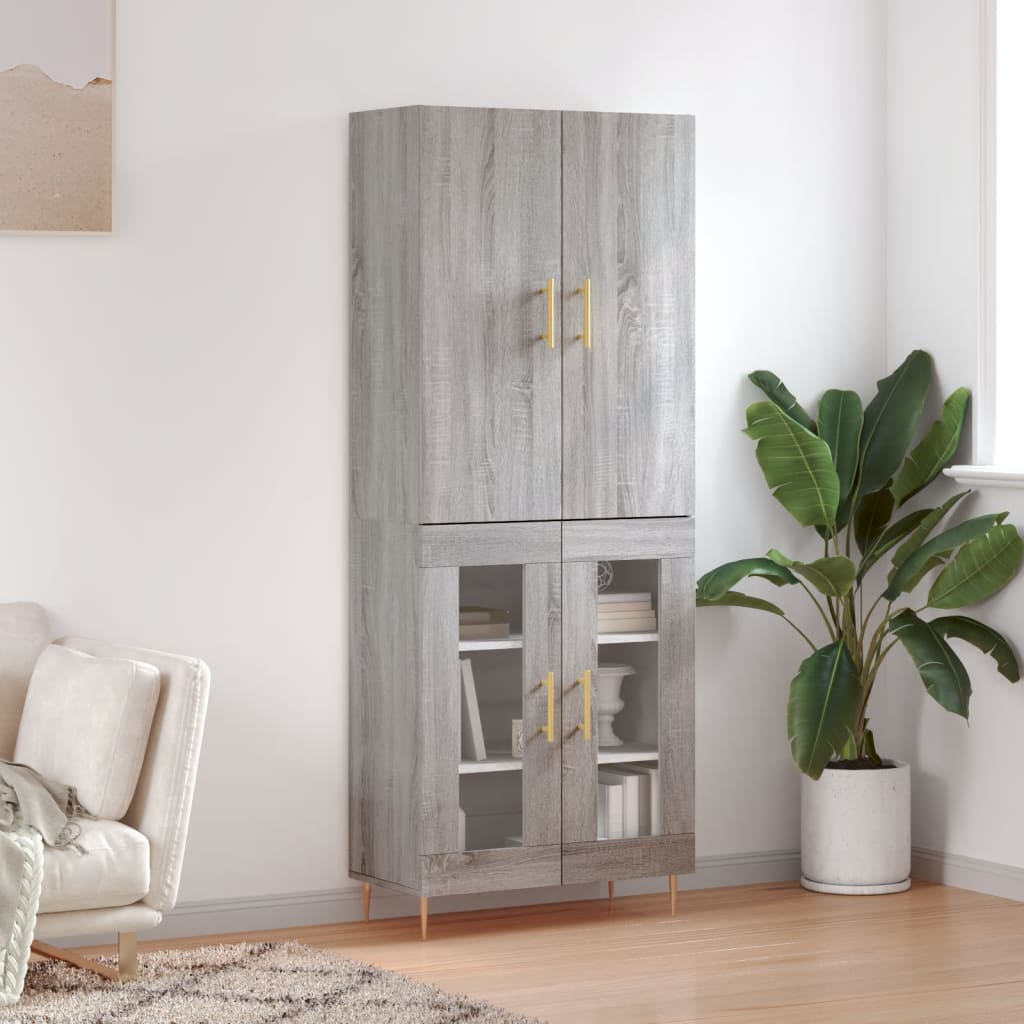 Berkfield Highboard Grey Sonoma 69.5x34x180 cm Engineered Wood