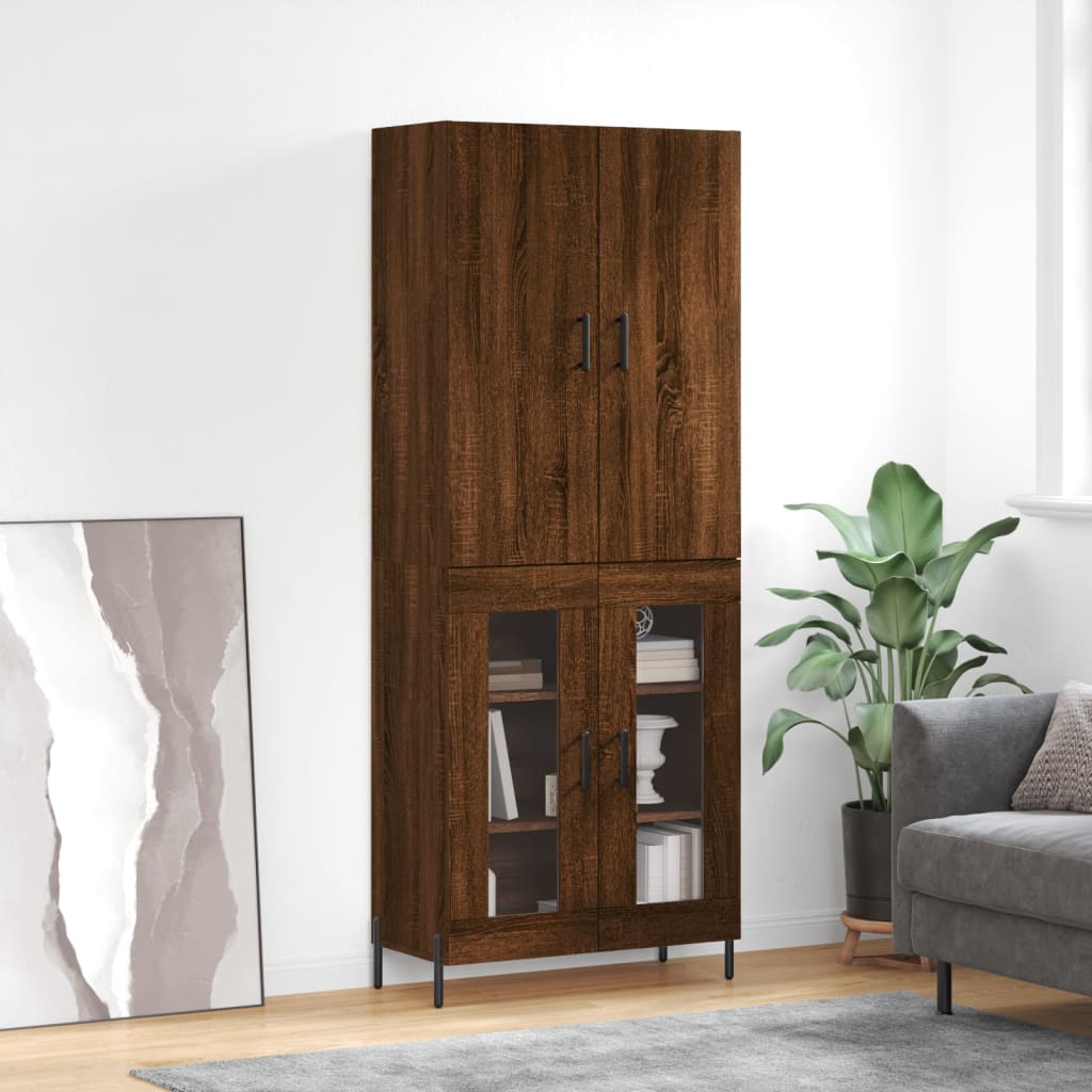 Berkfield Highboard Brown Oak 69.5x34x180 cm Engineered Wood