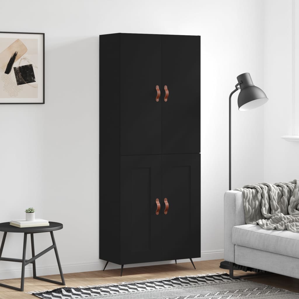 Berkfield Highboard Black 69.5x34x180 cm Engineered Wood
