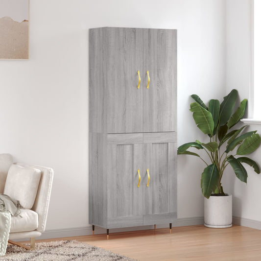 Berkfield Highboard Grey Sonoma 69.5x34x180 cm Engineered Wood