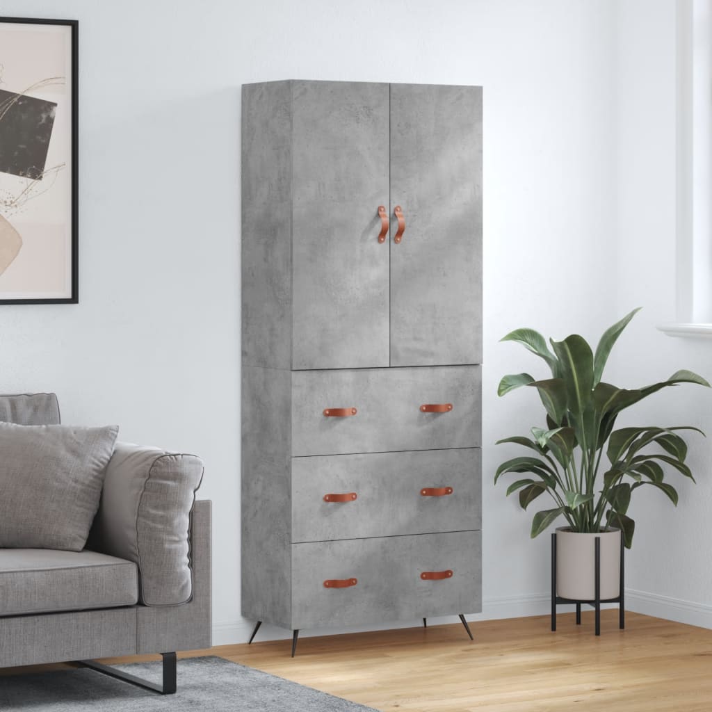 Berkfield Highboard Concrete Grey 69.5x34x180 cm Engineered Wood