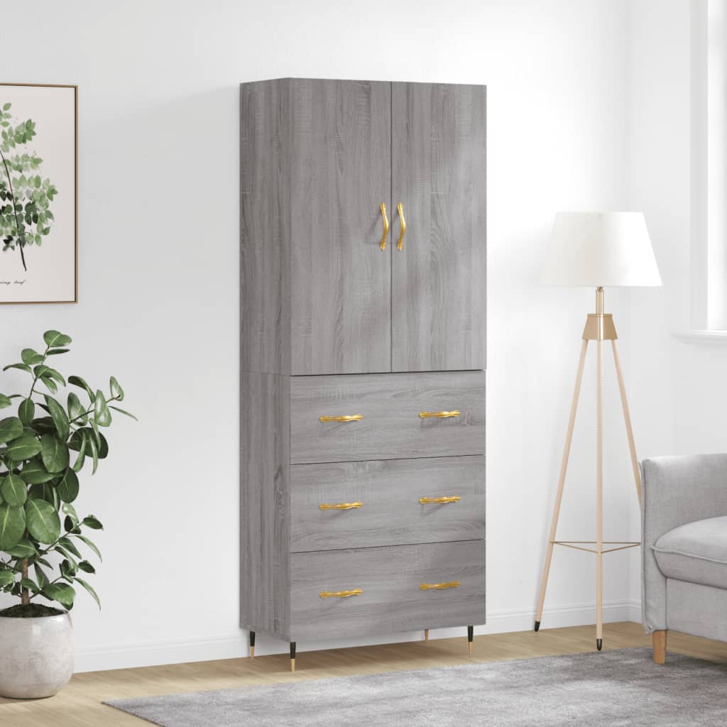 Berkfield Highboard Grey Sonoma 69.5x34x180 cm Engineered Wood