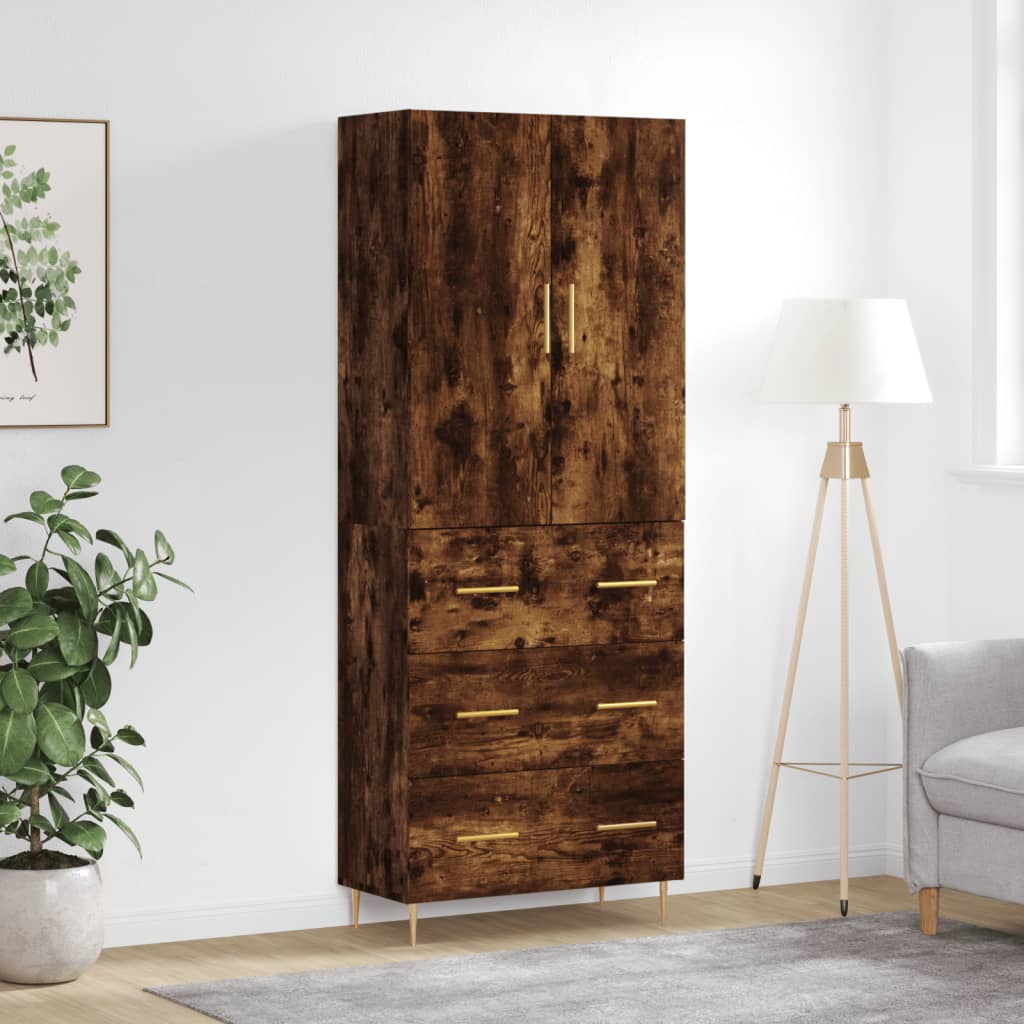 Berkfield Highboard Smoked Oak 69.5x34x180 cm Engineered Wood