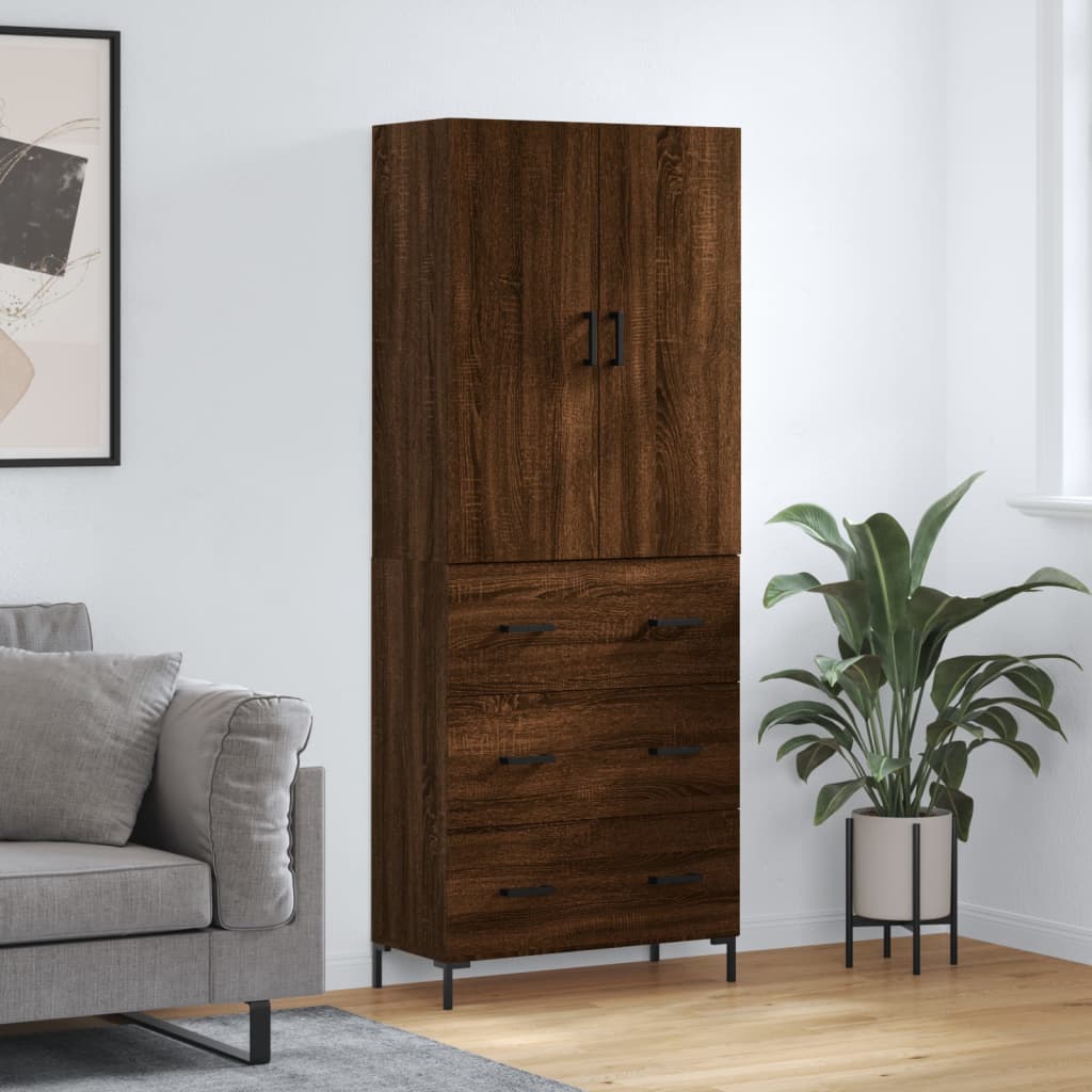 Berkfield Highboard Brown Oak 69.5x34x180 cm Engineered Wood
