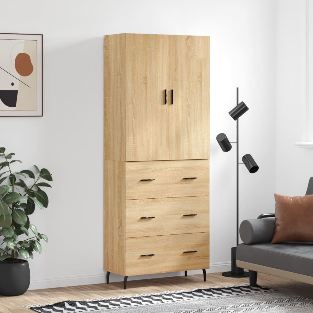 Berkfield Highboard Sonoma Oak 69.5x34x180 cm Engineered Wood