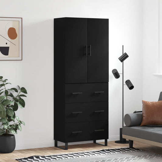 Berkfield Highboard Black 69.5x34x180 cm Engineered Wood