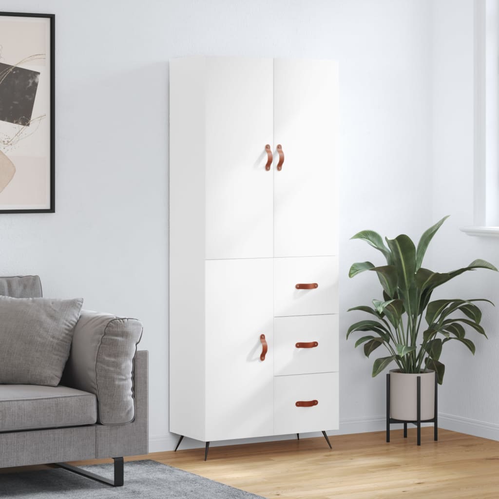 Berkfield Highboard High Gloss White 69.5x34x180 cm Engineered Wood