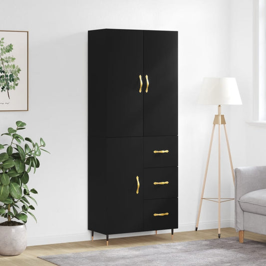 Berkfield Highboard Black 69.5x34x180 cm Engineered Wood