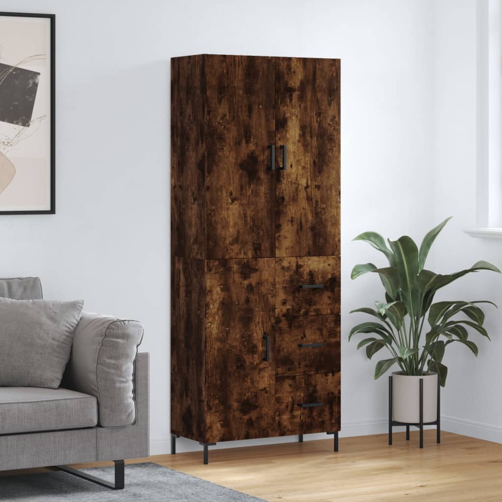 Berkfield Highboard Smoked Oak 69.5x34x180 cm Engineered Wood