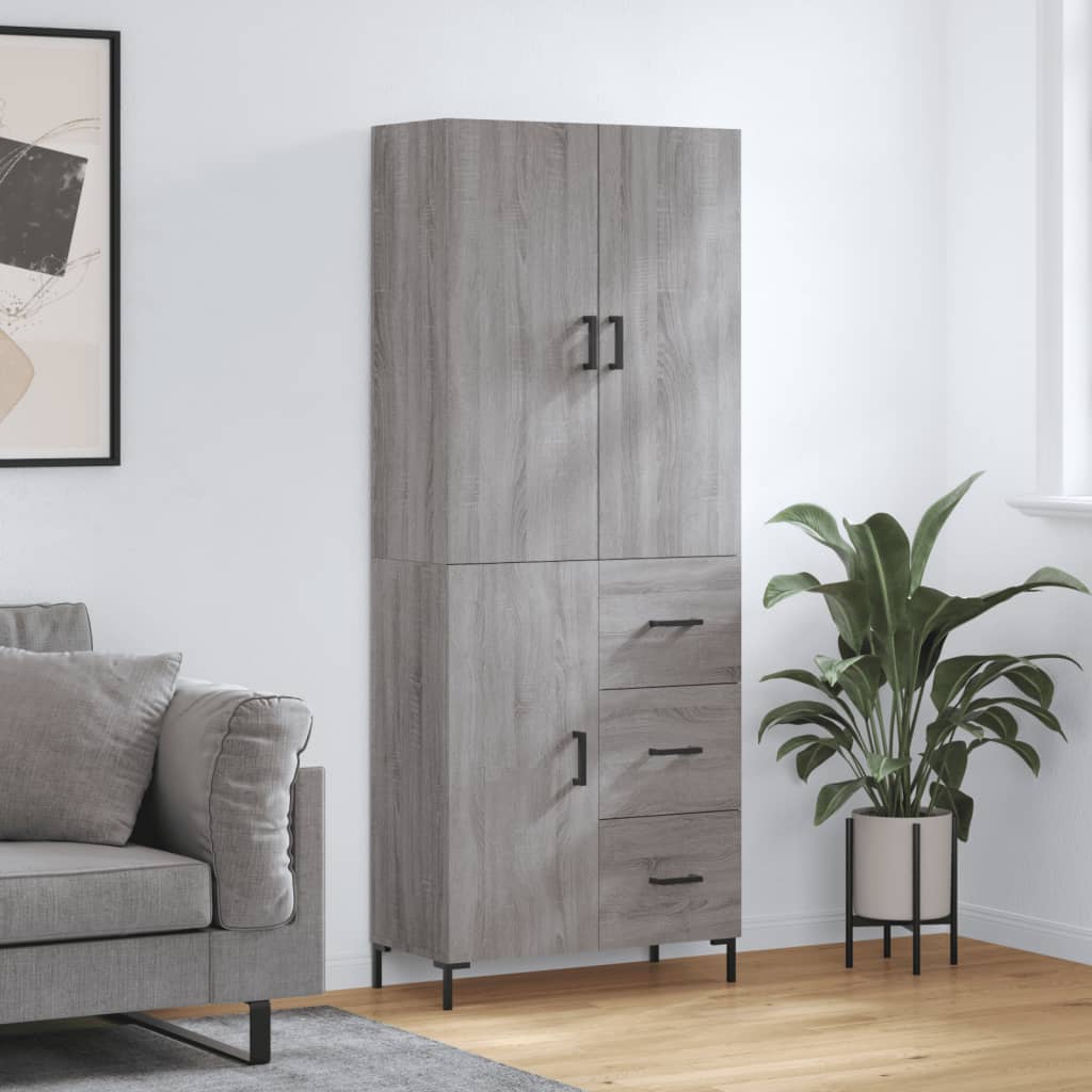 Berkfield Highboard Grey Sonoma 69.5x34x180 cm Engineered Wood