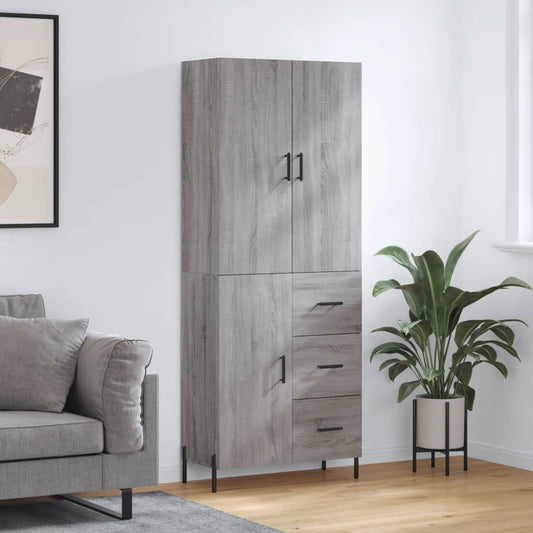 Berkfield Highboard Grey Sonoma 69.5x34x180 cm Engineered Wood