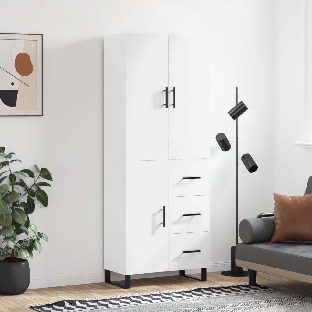 Berkfield Highboard High Gloss White 69.5x34x180 cm Engineered Wood