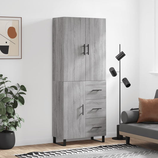 Berkfield Highboard Grey Sonoma 69.5x34x180 cm Engineered Wood