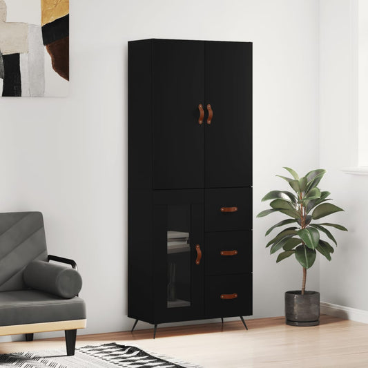 Berkfield Highboard Black 69.5x34x180 cm Engineered Wood