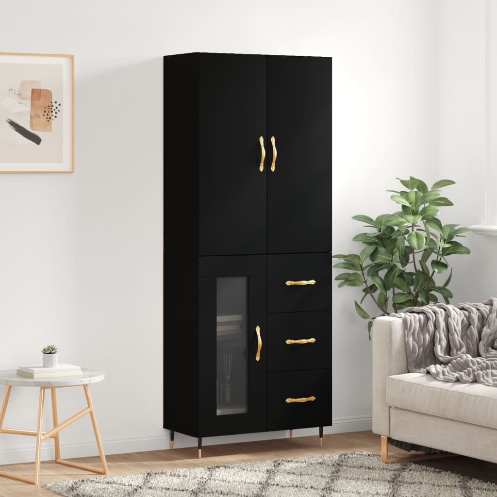 Berkfield Highboard Black 69.5x34x180 cm Engineered Wood