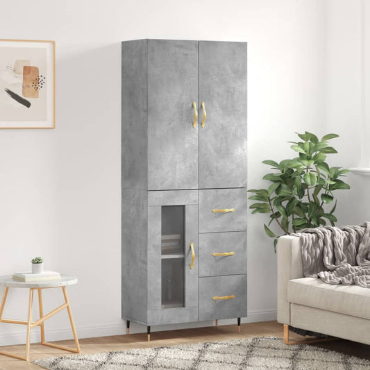 Berkfield Highboard Concrete Grey 69.5x34x180 cm Engineered Wood