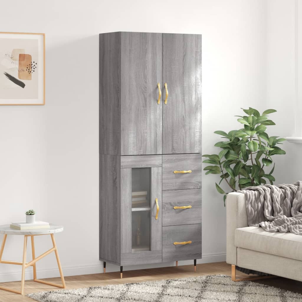 Berkfield Highboard Grey Sonoma 69.5x34x180 cm Engineered Wood