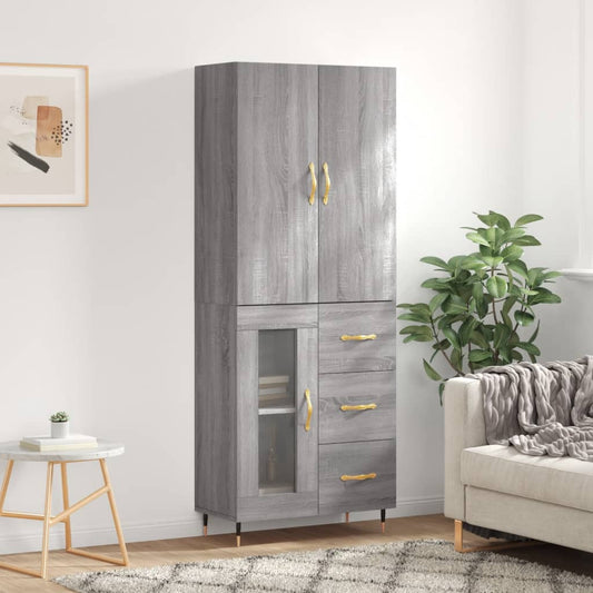 Berkfield Highboard Grey Sonoma 69.5x34x180 cm Engineered Wood