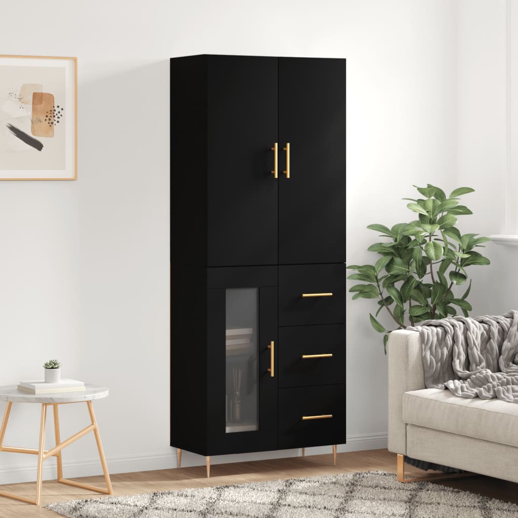 Berkfield Highboard Black 69.5x34x180 cm Engineered Wood
