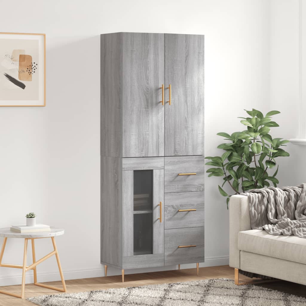 Berkfield Highboard Grey Sonoma 69.5x34x180 cm Engineered Wood