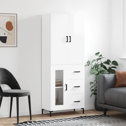 Berkfield Highboard High Gloss White 69.5x34x180 cm Engineered Wood