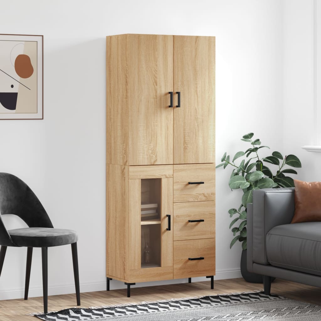 Berkfield Highboard Sonoma Oak 69.5x34x180 cm Engineered Wood