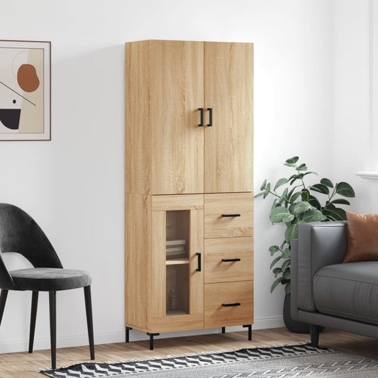 Berkfield Highboard Sonoma Oak 69.5x34x180 cm Engineered Wood