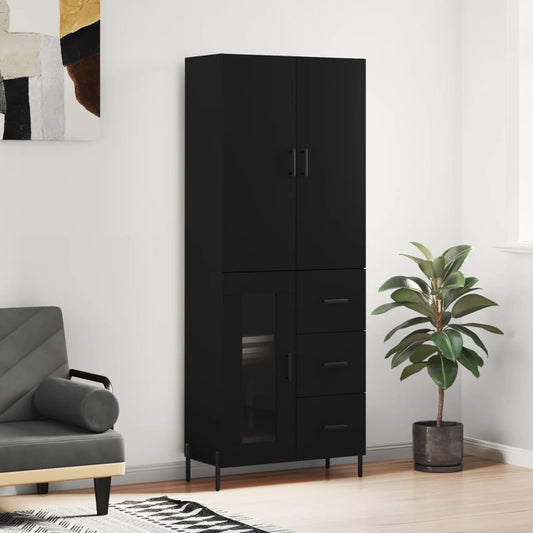 Berkfield Highboard Black 69.5x34x180 cm Engineered Wood