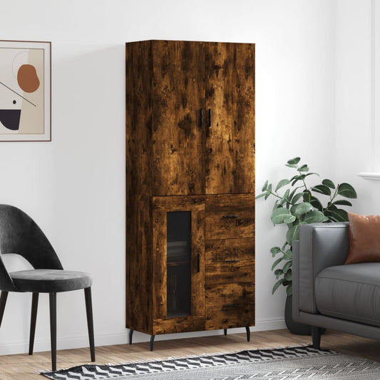 Berkfield Highboard Smoked Oak 69.5x34x180 cm Engineered Wood