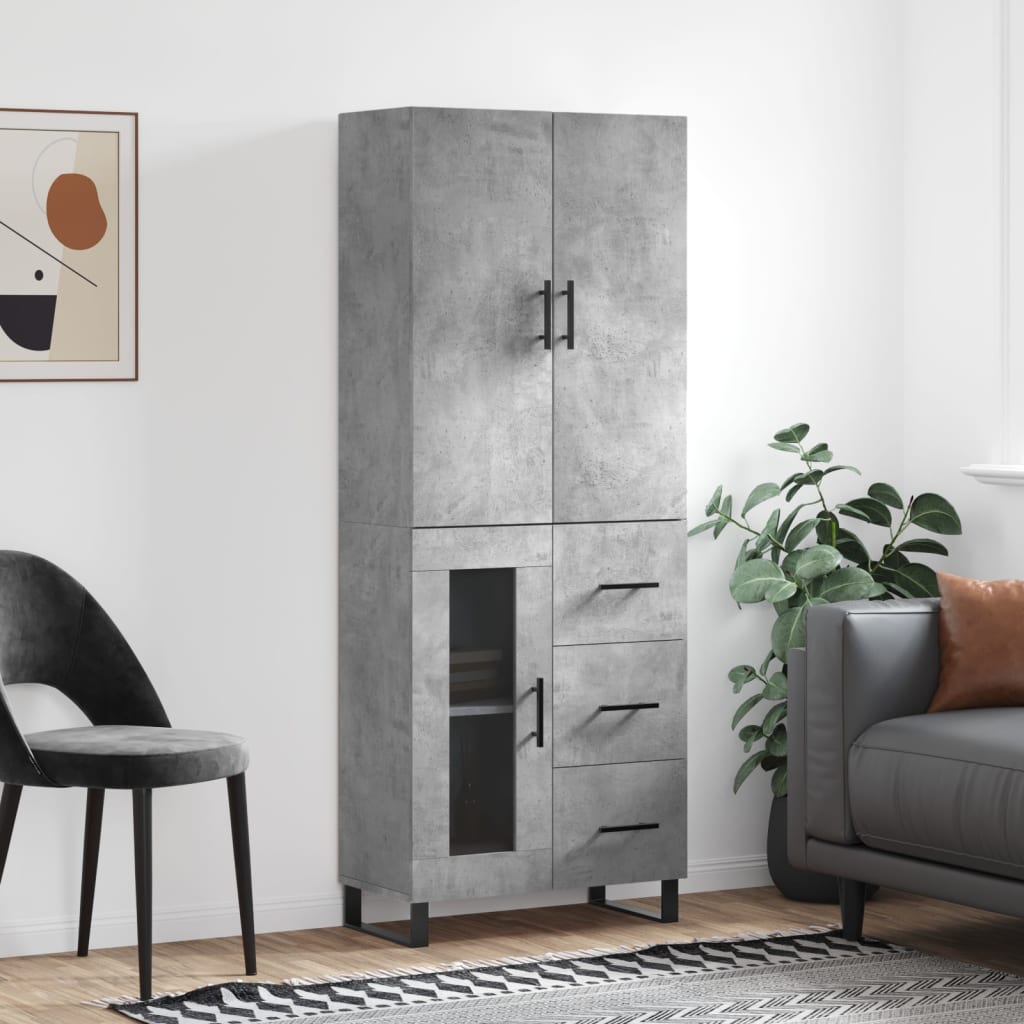 Berkfield Highboard Concrete Grey 69.5x34x180 cm Engineered Wood