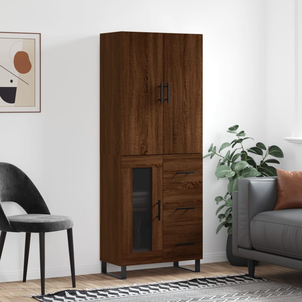 Berkfield Highboard Brown Oak 69.5x34x180 cm Engineered Wood
