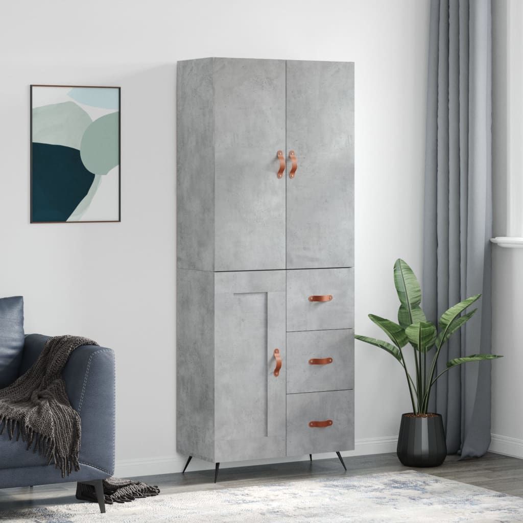Berkfield Highboard Concrete Grey 69.5x34x180 cm Engineered Wood