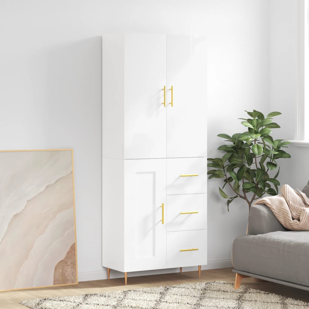 Berkfield Highboard High Gloss White 69.5x34x180 cm Engineered Wood