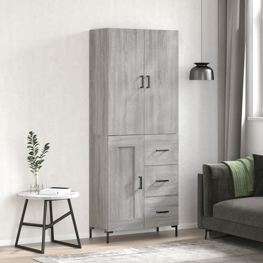 Berkfield Highboard Grey Sonoma 69.5x34x180 cm Engineered Wood