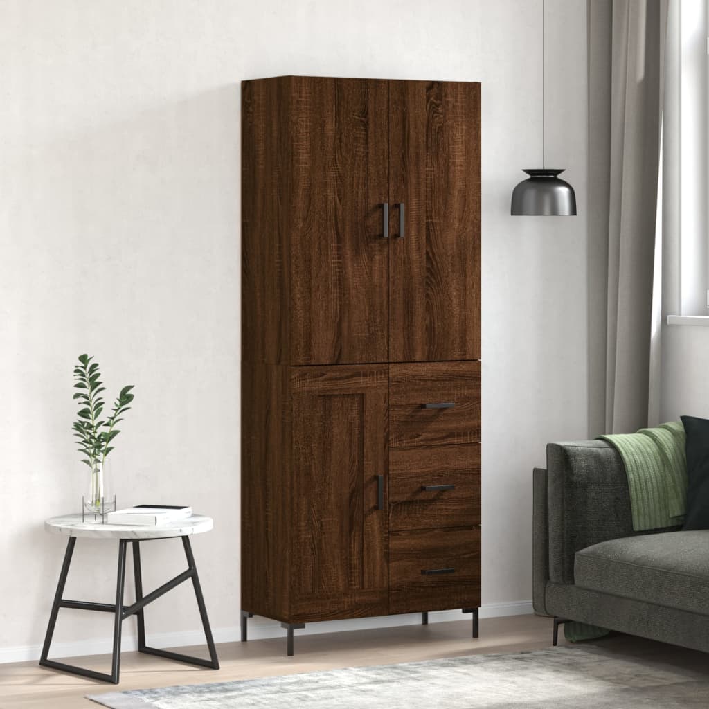 Berkfield Highboard Brown Oak 69.5x34x180 cm Engineered Wood
